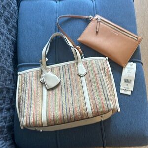 Tory Burch - Perry Raffia Stripe small Tote